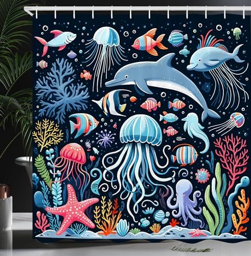 Ambesonne Marine Shower Curtain 69 x 70 Dark Petrol Blue