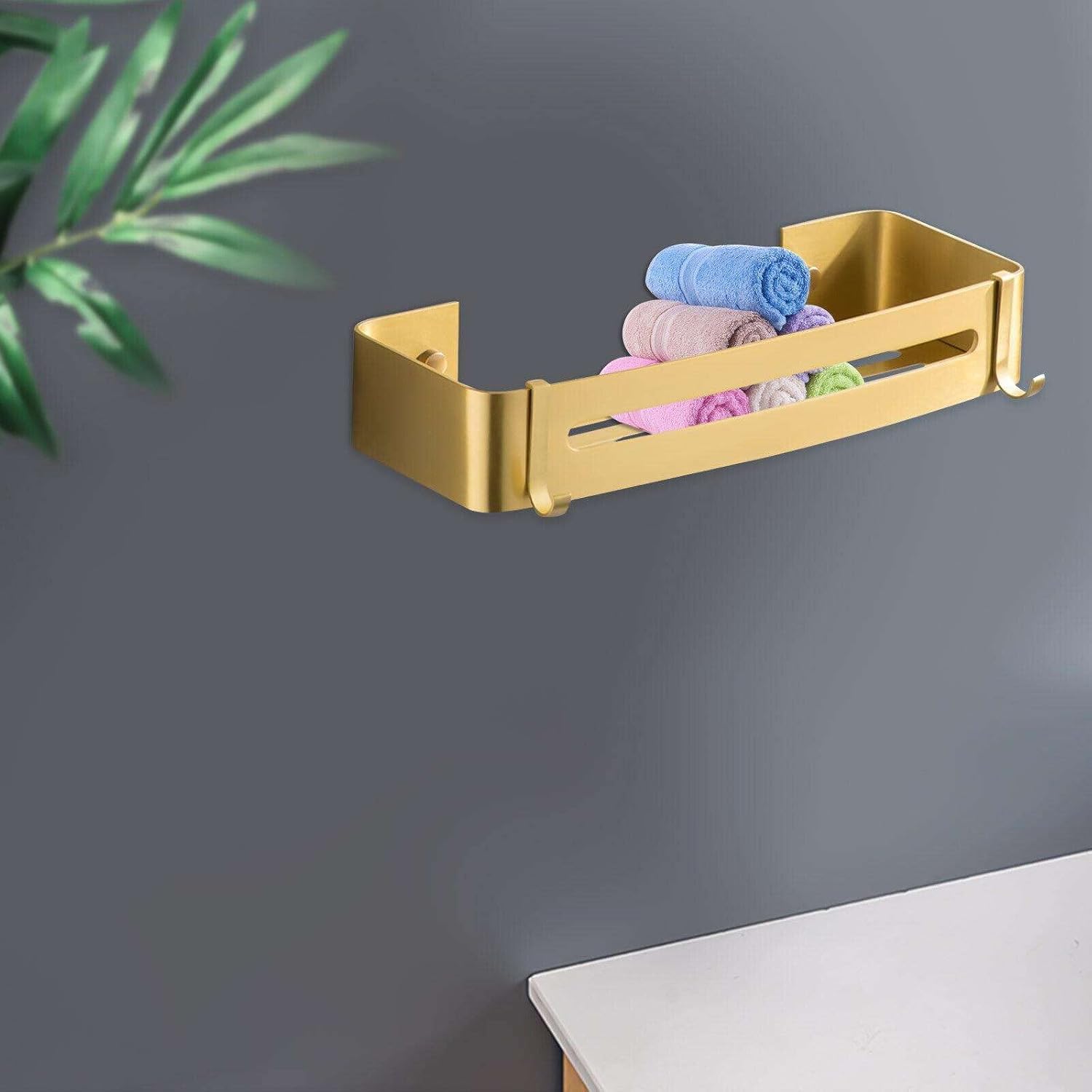 FINANCIALLY LIT LKOP Single Layer Gold Aluminum Shower Caddy