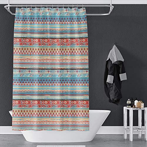 OERJU 65x72inch Boho Stripe Shower Curtain with Hooks