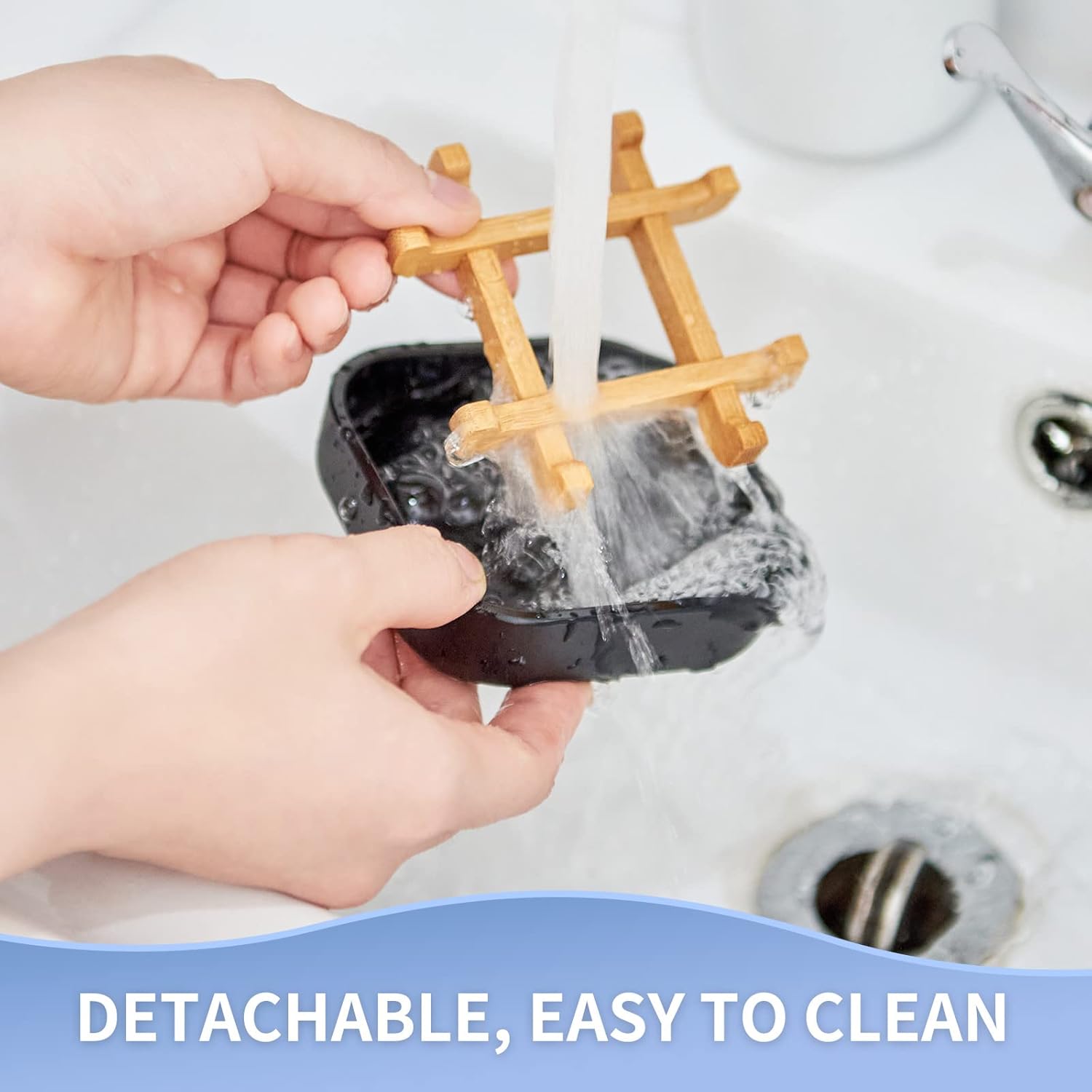 Bamboo Soap Dish with Detachable Holder