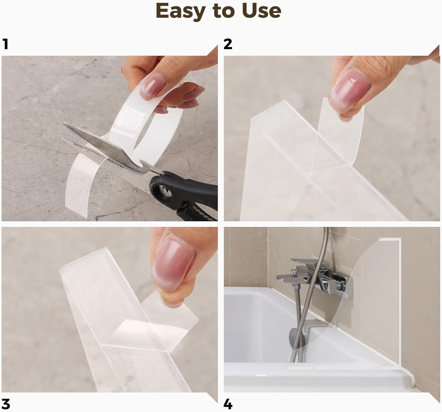 Lnrueg 2PCS Clear Shower Splash Guards with Adhesive Tape