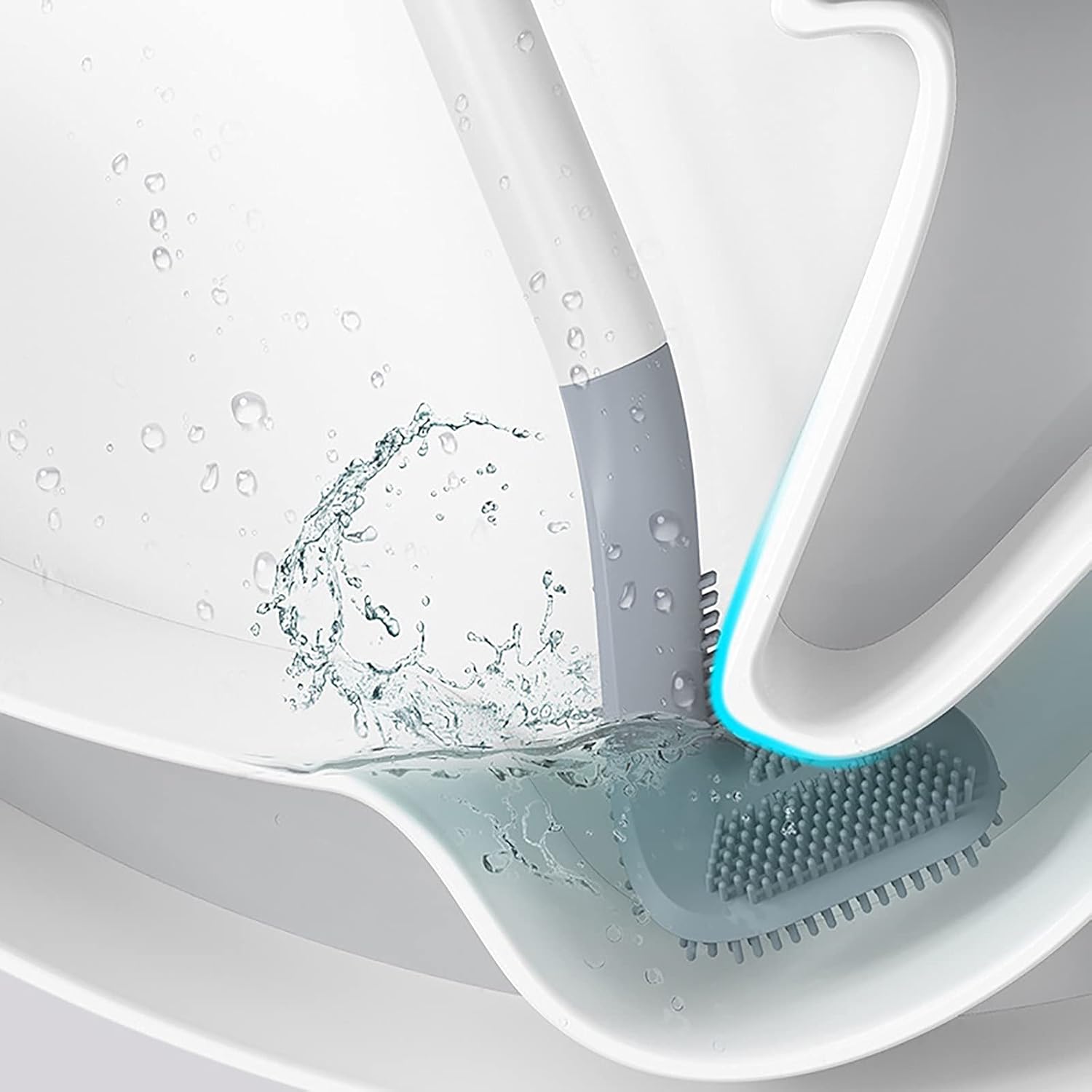 Long Handle Silicone Toilet Brush with Holder Set