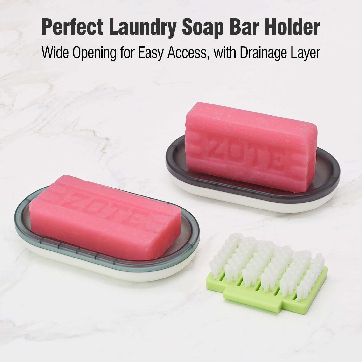 Oversized Shampoo Bar Holder with Drainage Black White