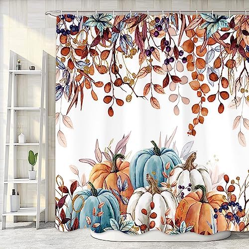 Fall Harvest Thanksgiving Pumpkin Shower Curtain 72x72in