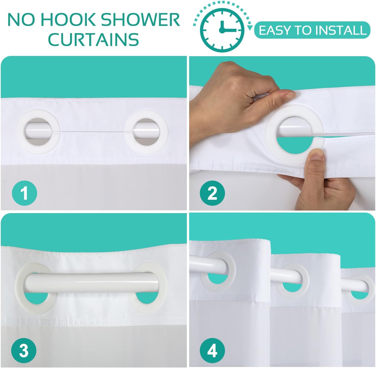 Lalumix No Hook Shower Curtain Set with Replaceable Patterns