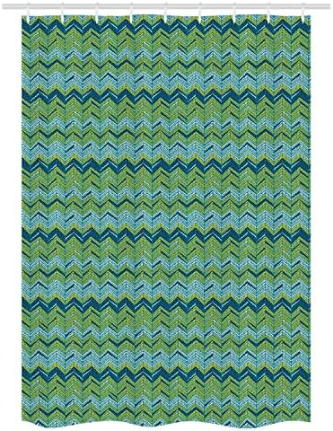 Ambesonne Herringbone Shower Curtain Set Earth Yellow Night Blue Pattern 54 x 78