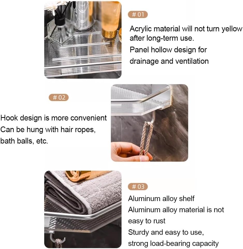 Shower Shelf Racks Bathroom Organizer Caddy with Hooks