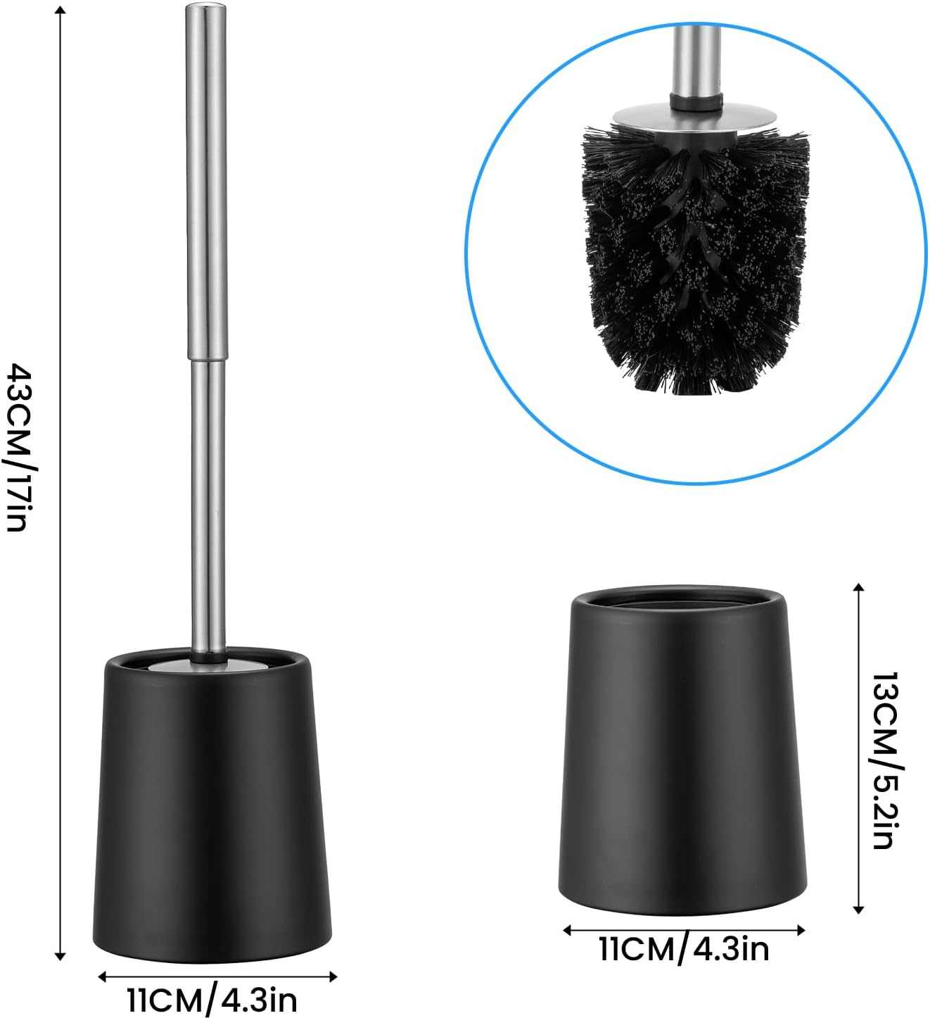 Smartbin Toilet Brush and Holder with Double Layer