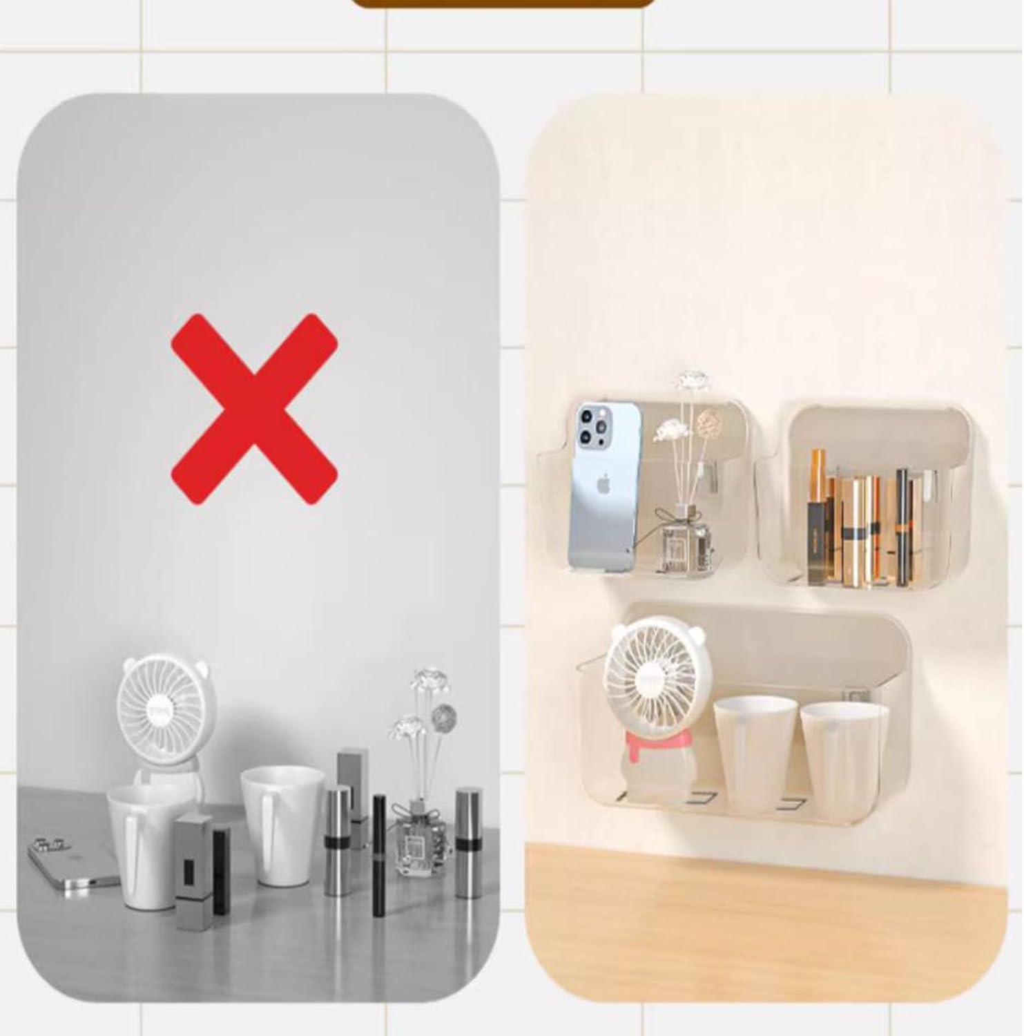 HLIN 2 Pack Acrylic Shower Shelves With Soap Holder