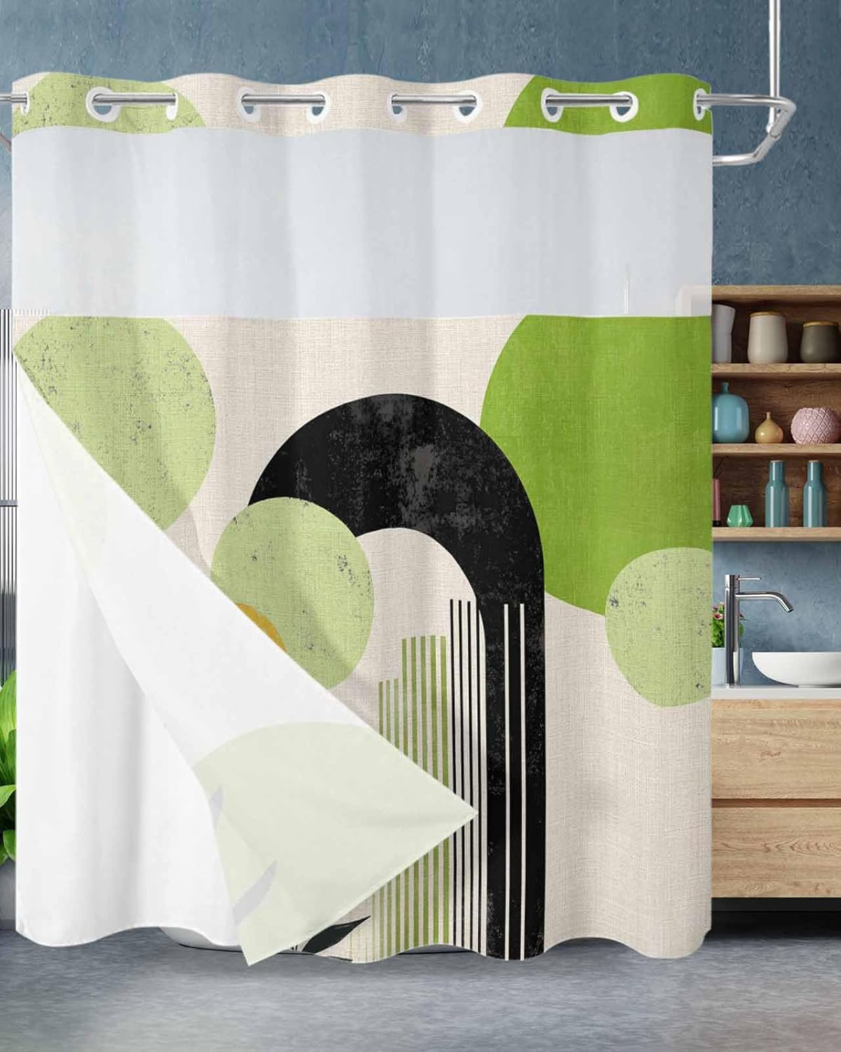 Kryntracorl Abstract No Hooks Shower Curtain Set 1