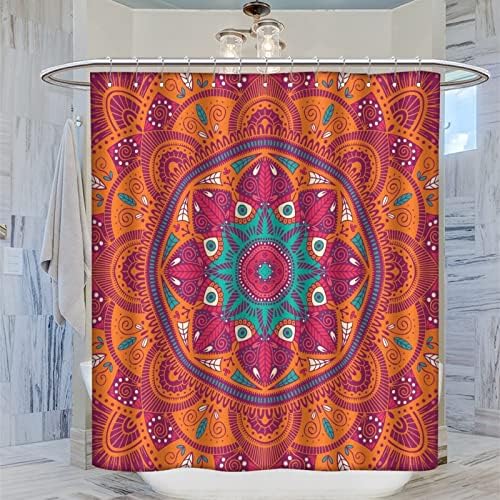 ZhiRain Mandala Shower Curtain Set with 12 Hooks 72x72inch Orange