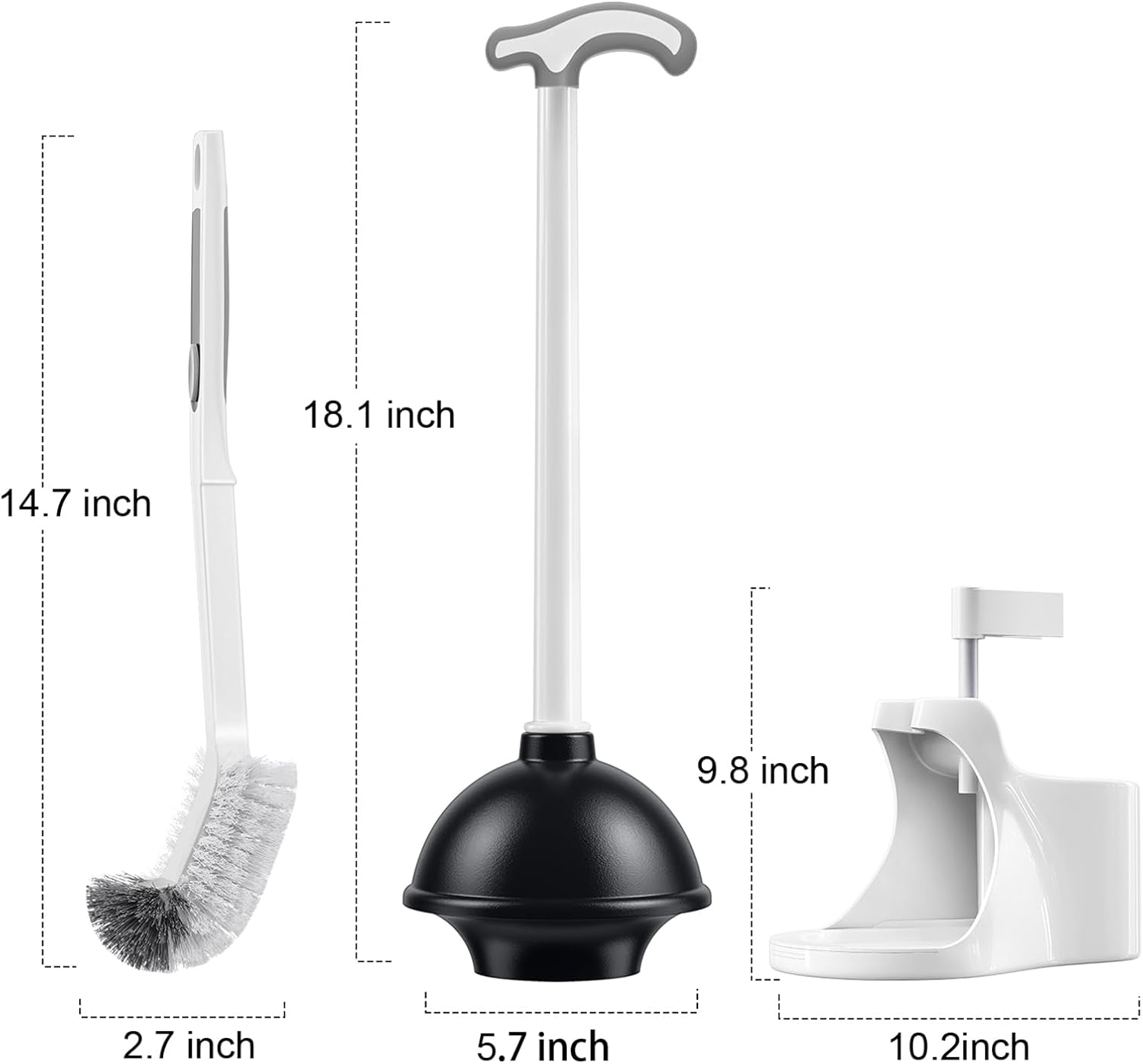 HAMITOR Toilet Plunger Brush Combo Set with Holder