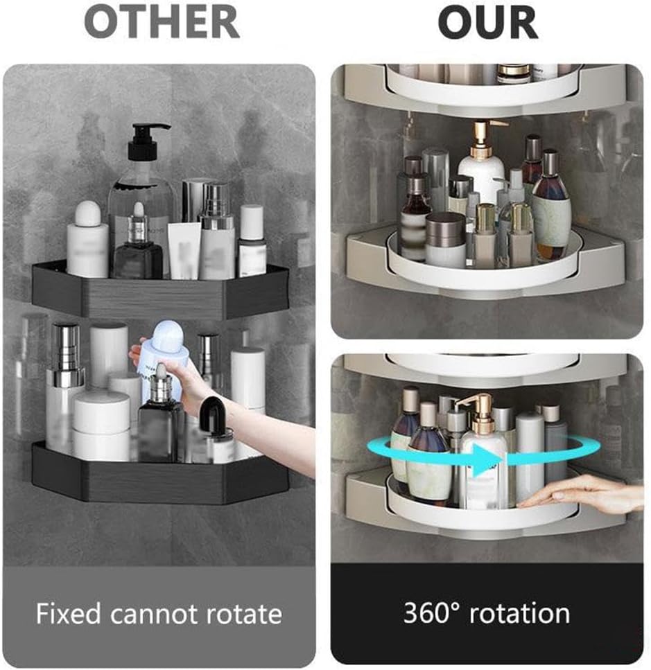Plastic Shower Caddy 2pcs Grey Corner Storage Shelf