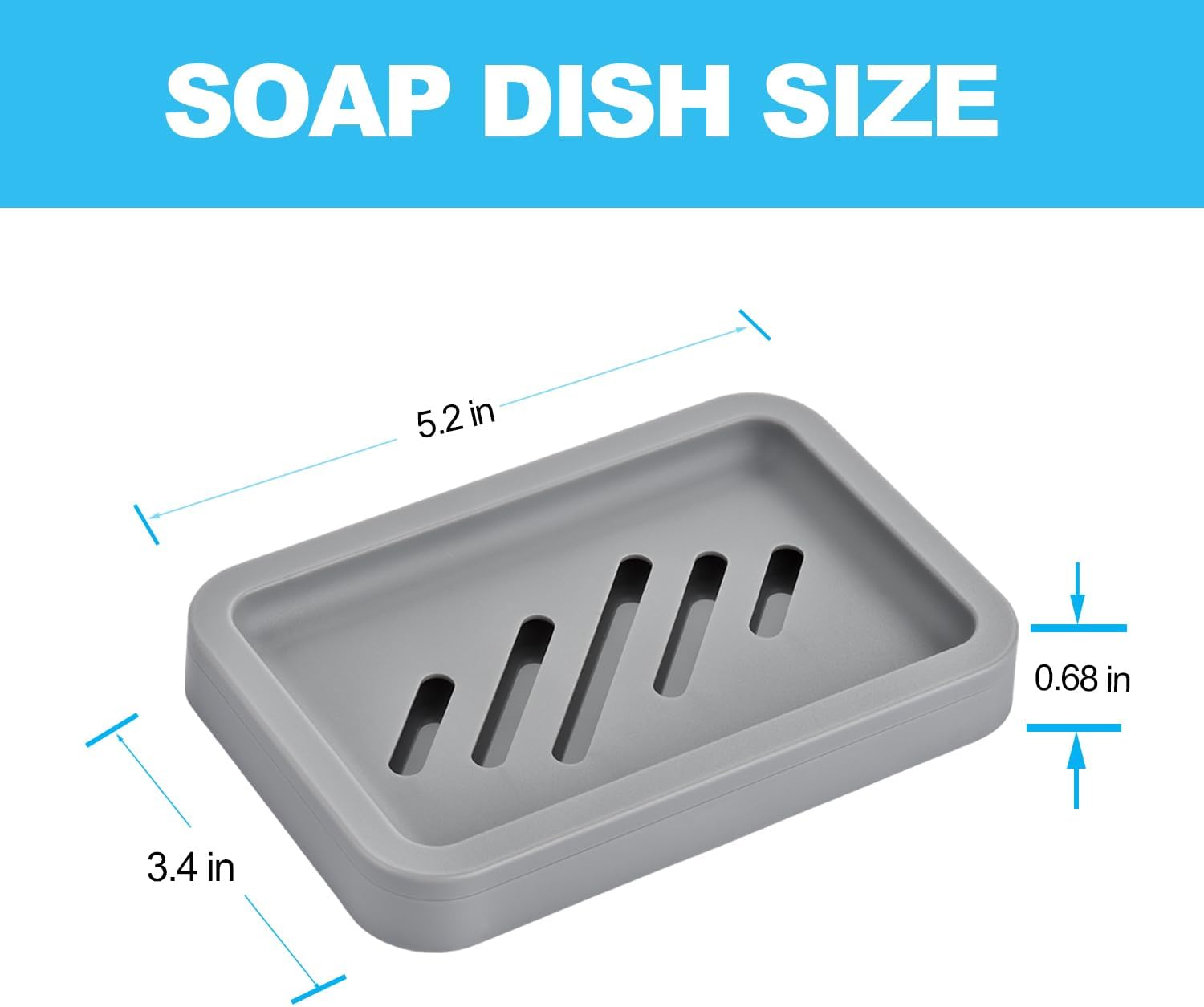 Mcyye 2PCS Grey Soap Holders Self Draining Bathroom Sink and Shower Accessories