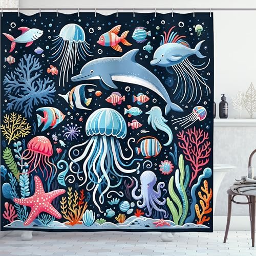 Ambesonne Marine Shower Curtain 69 x 70 Dark Petrol Blue