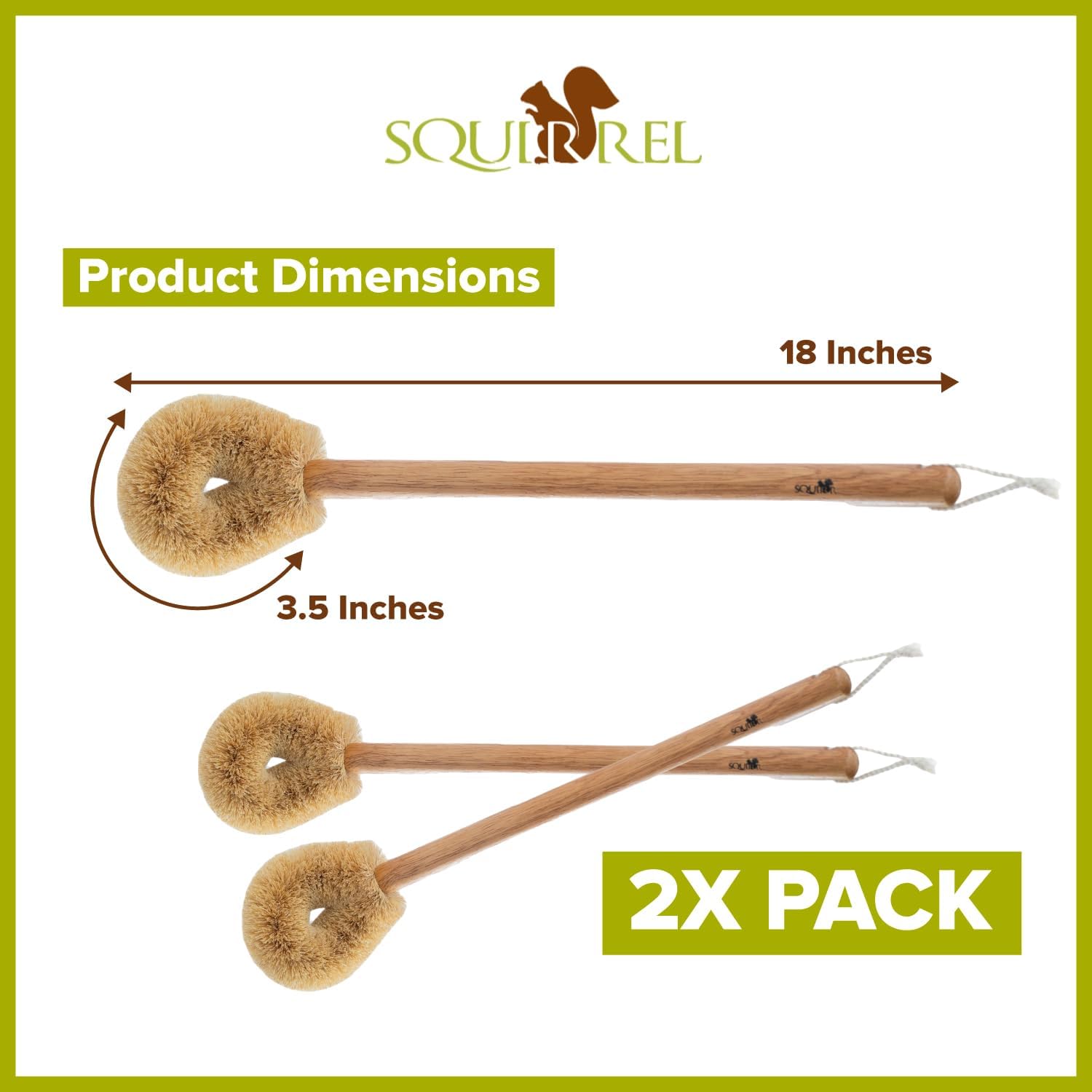 Squirrel Eco-Friendly Toilet Brush with Hanging Hook Pack of 2 1