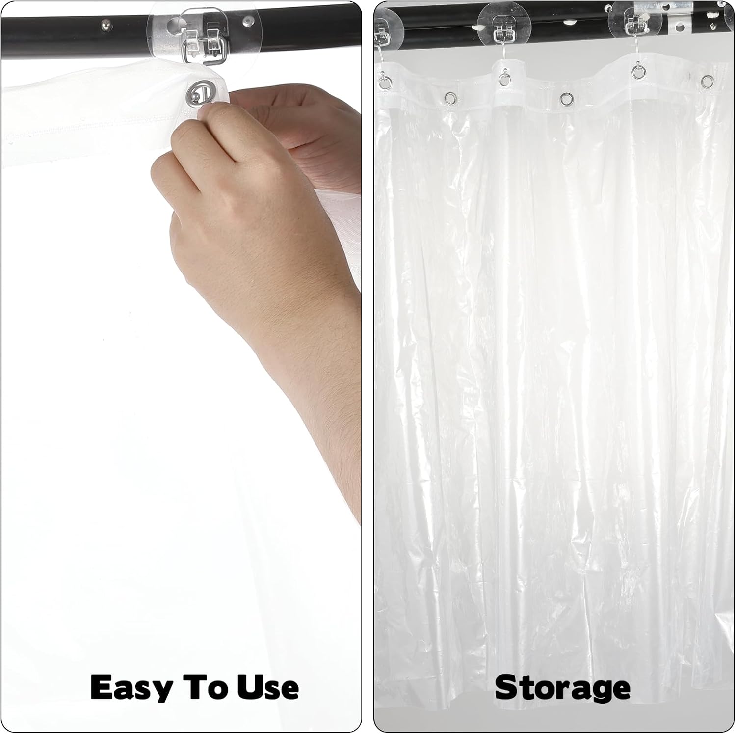 Clear Bathtub Splash Guard with 6 Hooks