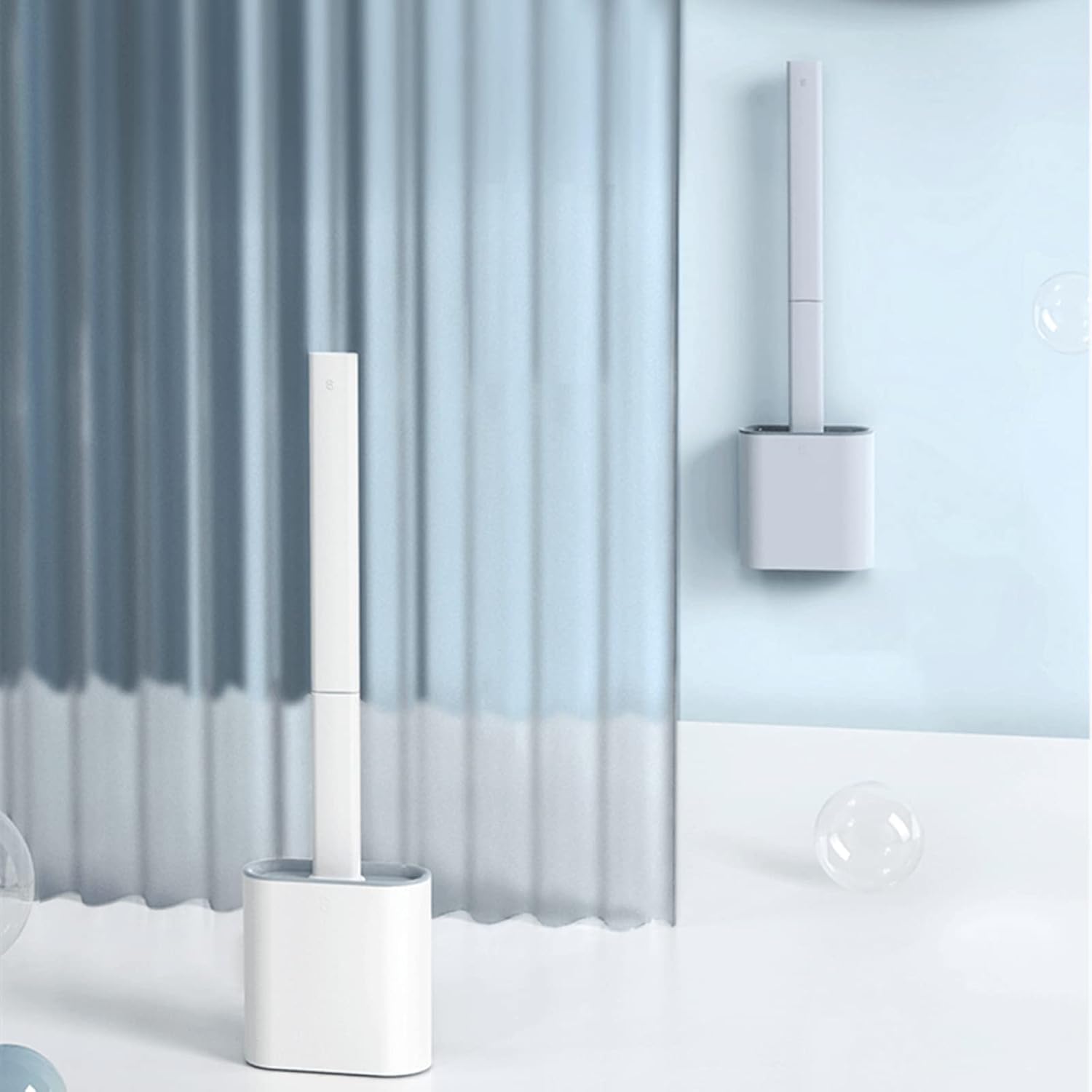 Creative Detachable Wall-Mounted Toilet Brush with TPR Head White