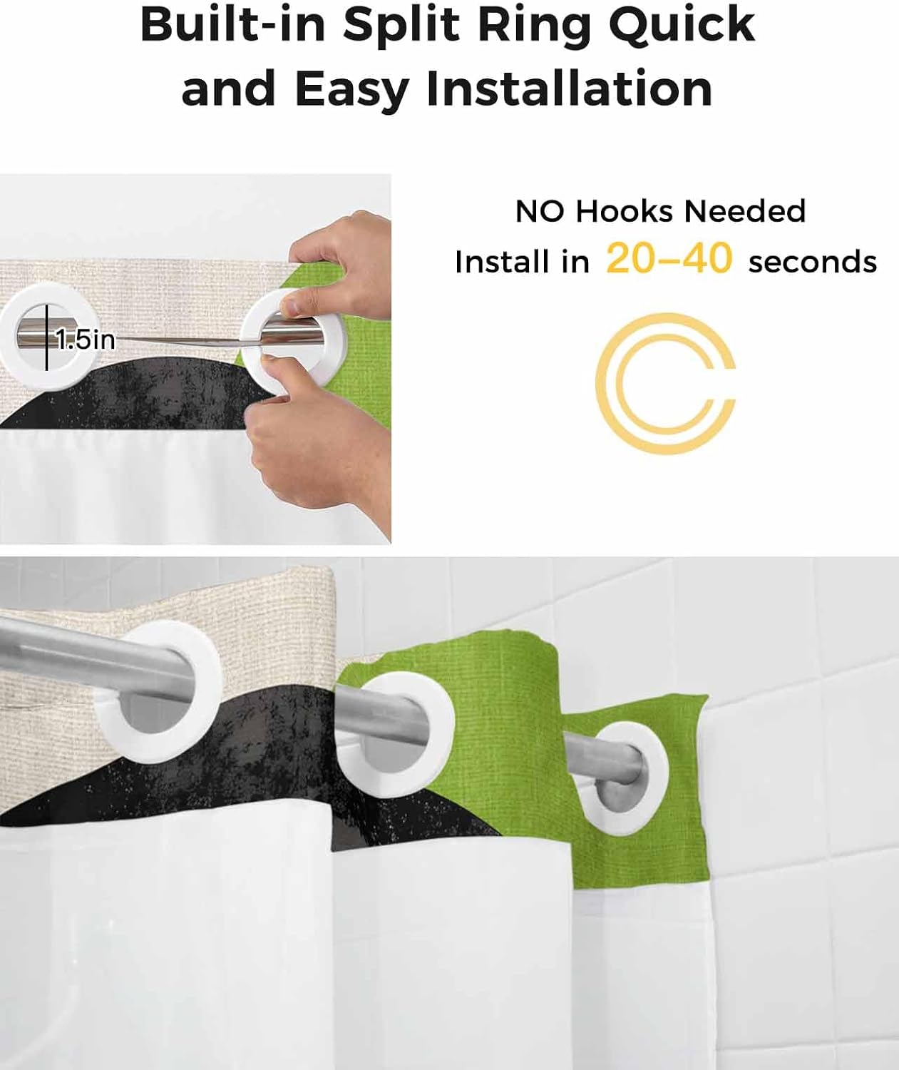 Kryntracorl Abstract No Hooks Shower Curtain Set 1