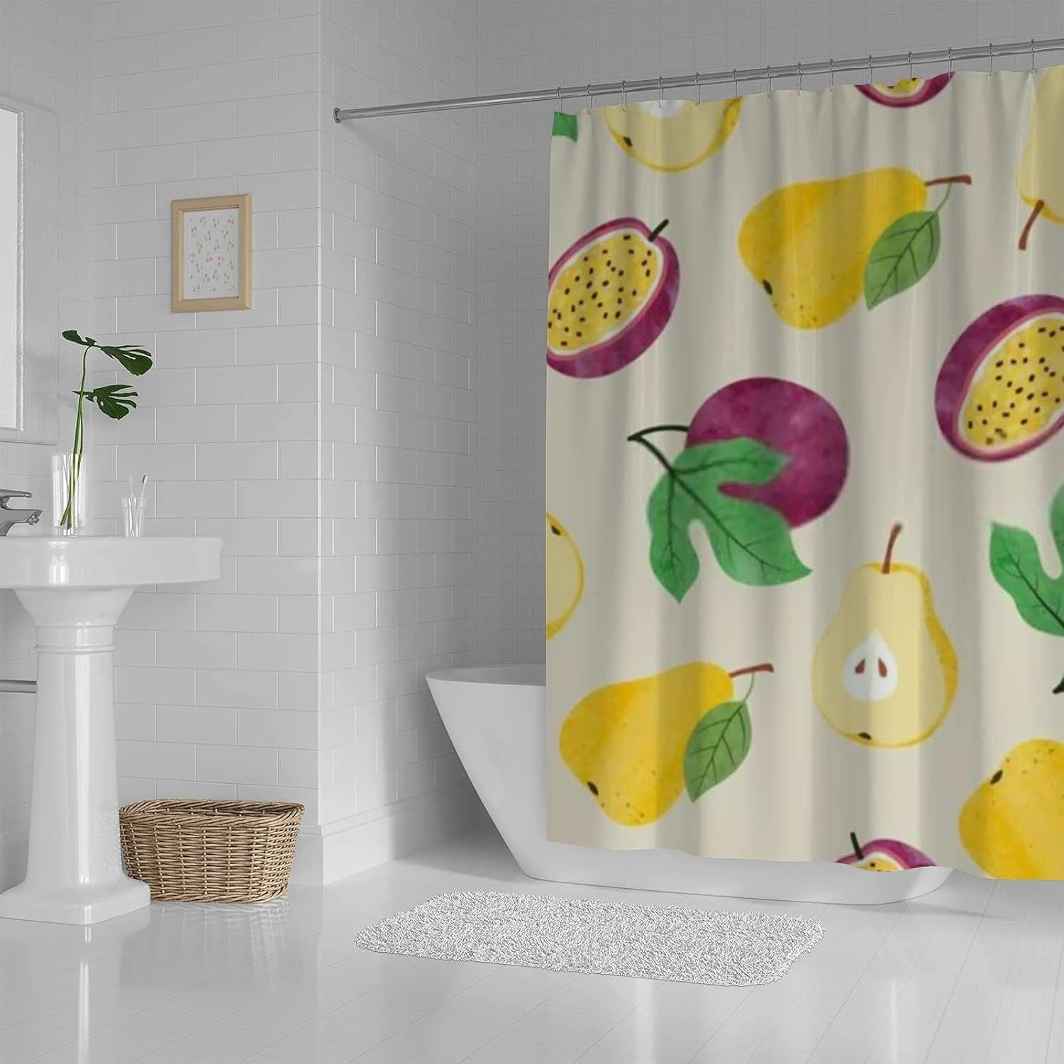 Rashu Shower Curtain Set with Hooks 72 Inch Waterproof