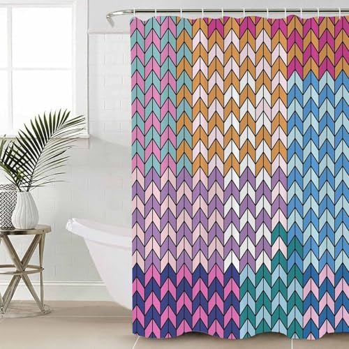 ZOE GARDEN Colorful Stripes Shower Curtain Set 1