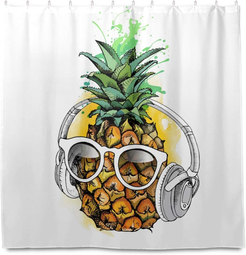 Cool Pineapple Shower Curtain 72x72 Inch with Hooks