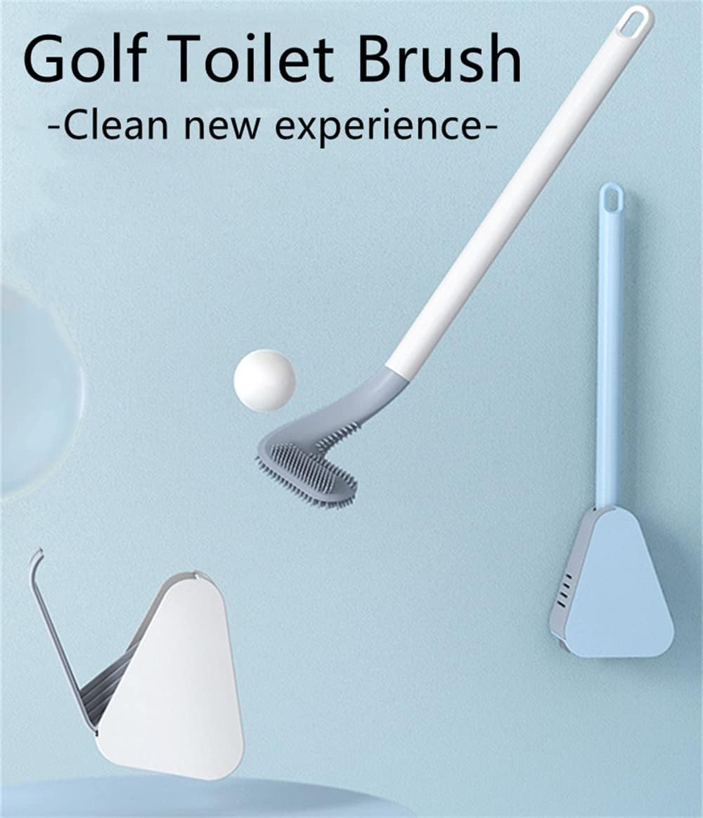 Veratse Golf Shape Toilet Brush with Wall-Mounted Holder Blue