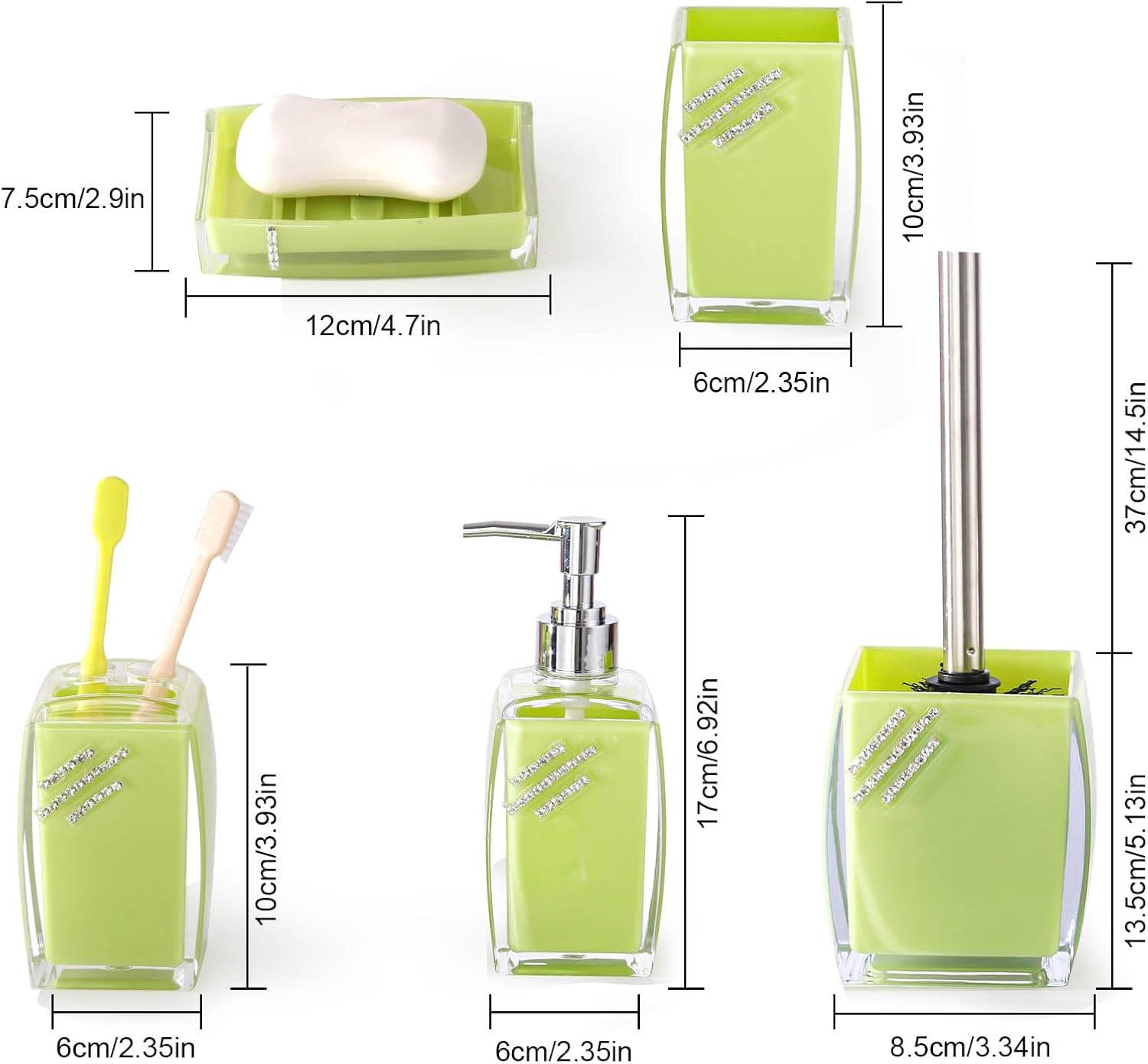 TUANYO Green Bathroom Accessories Set 5Pcs Modern