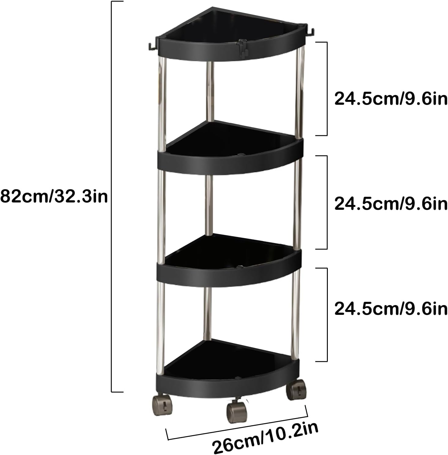 Yabound 4 Tier Shower Organizer Corner with Wheels