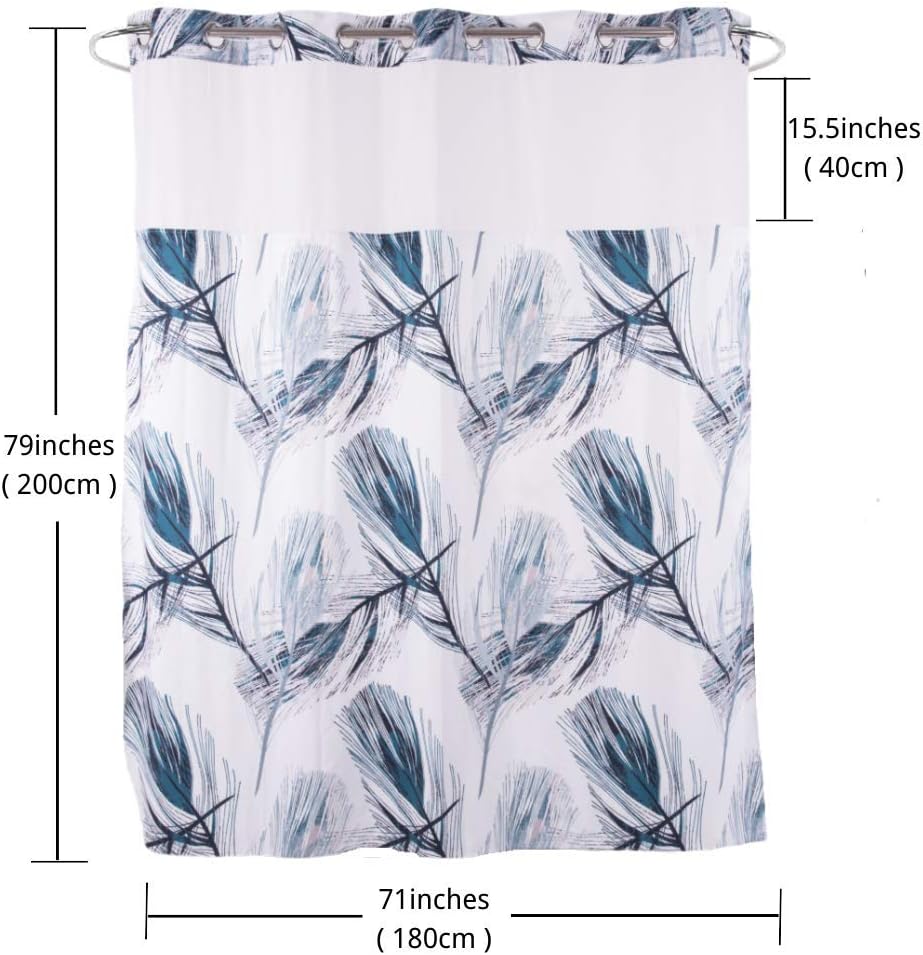Ecoehoe 71x79 Waterproof Shower Curtain Set with Mesh Window