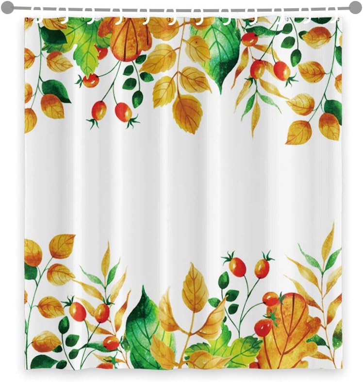 OERJU Watercolor Plants Shower Curtain 60x72inch