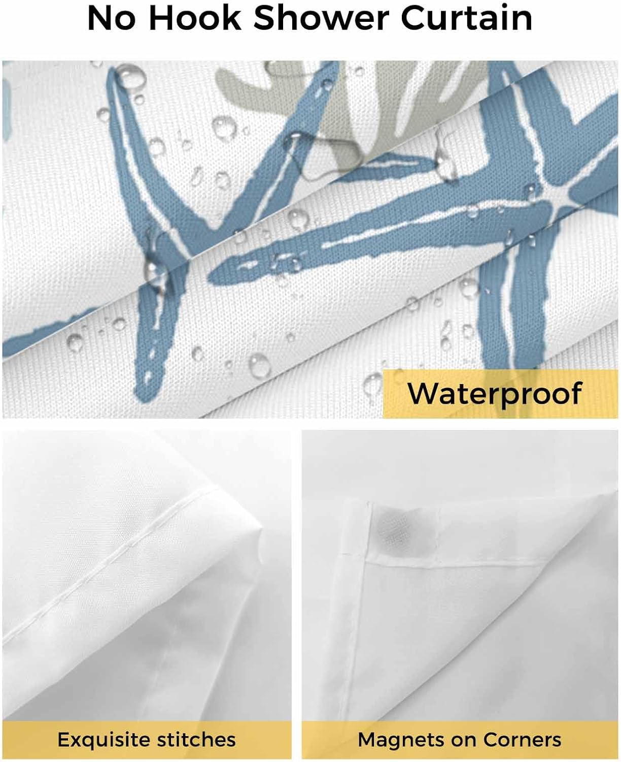 Prime Leader Nautical Coastal Shower Curtain Set with Snap Liner 36x72
