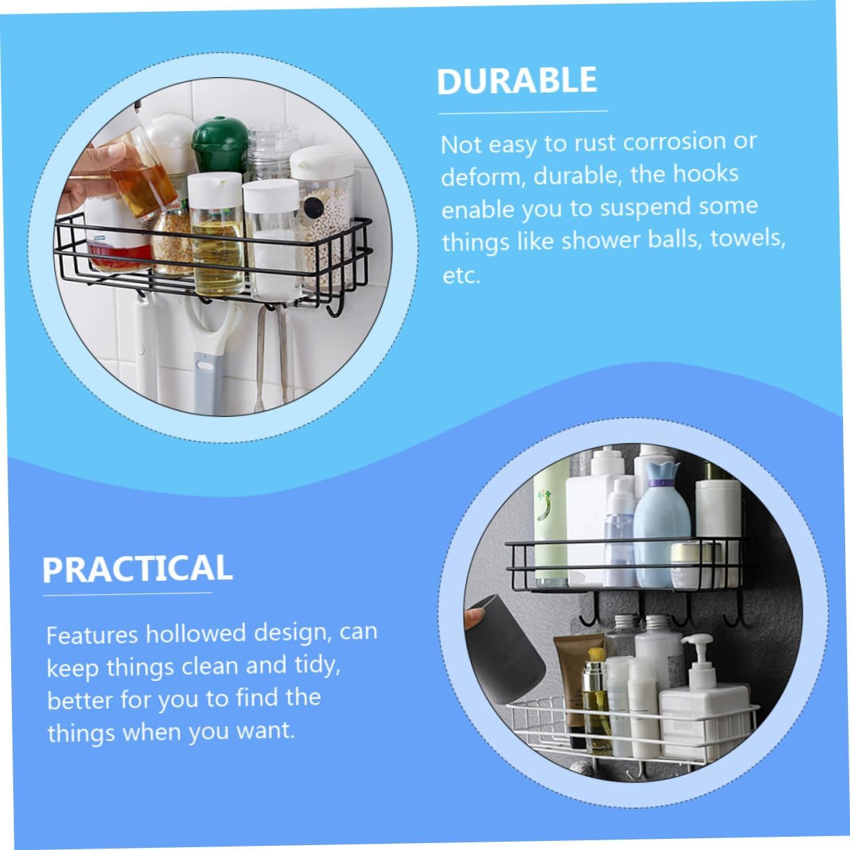 LIFKICH Iron Wall Mounted Shower Organizer Shelf