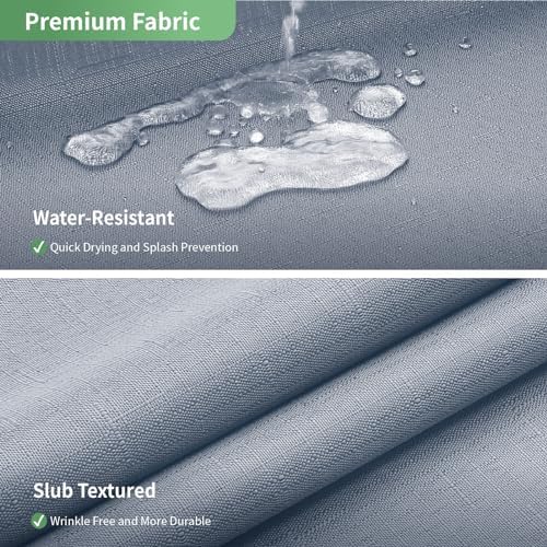 Blue Slub Textured Shower Curtain Set with Snap-in Liner