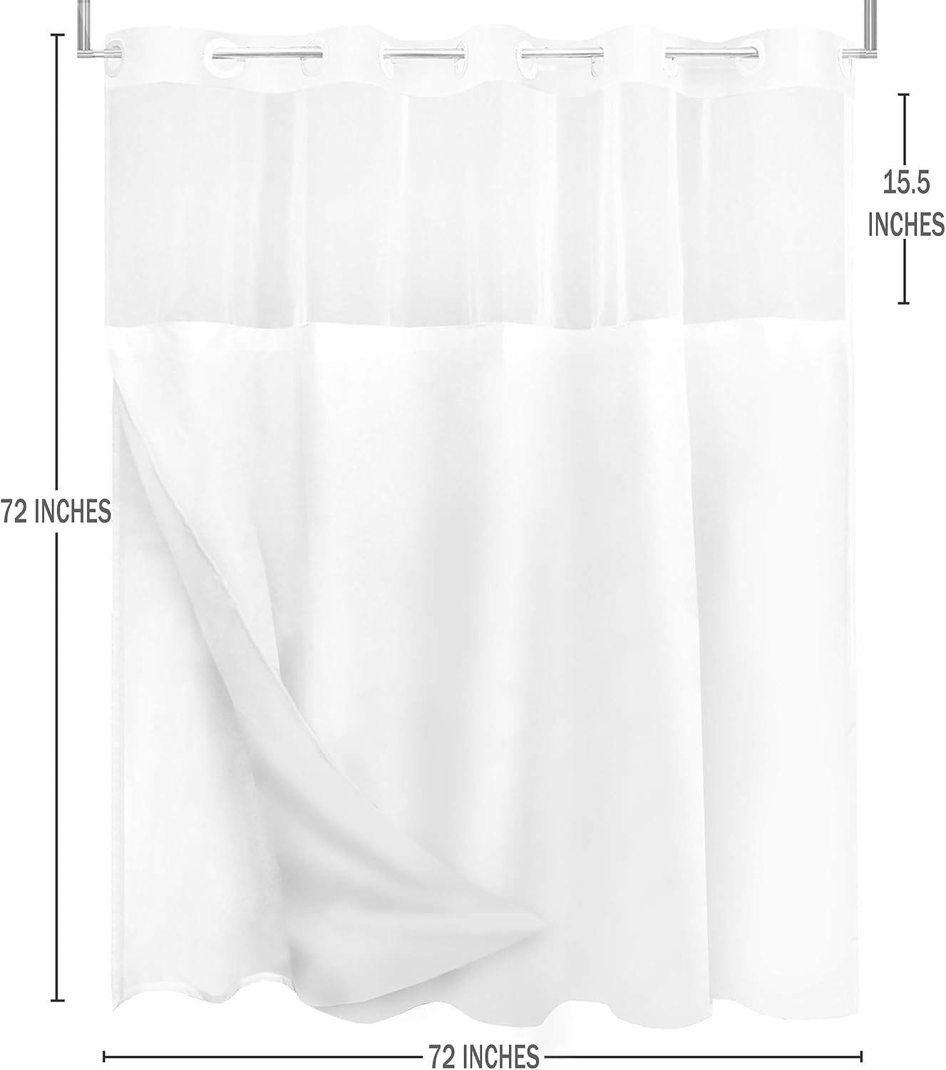 Tititex Snap-In Liner Shower Curtain Set 72x72 Inch