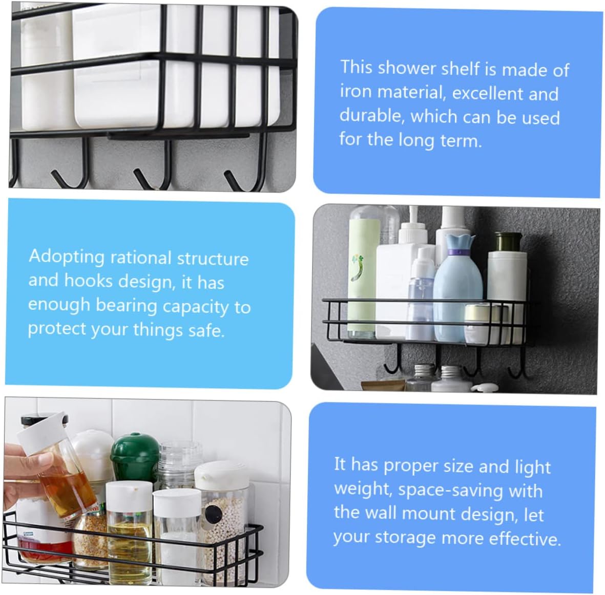 LIFKICH Iron Wall Mounted Shower Organizer Shelf