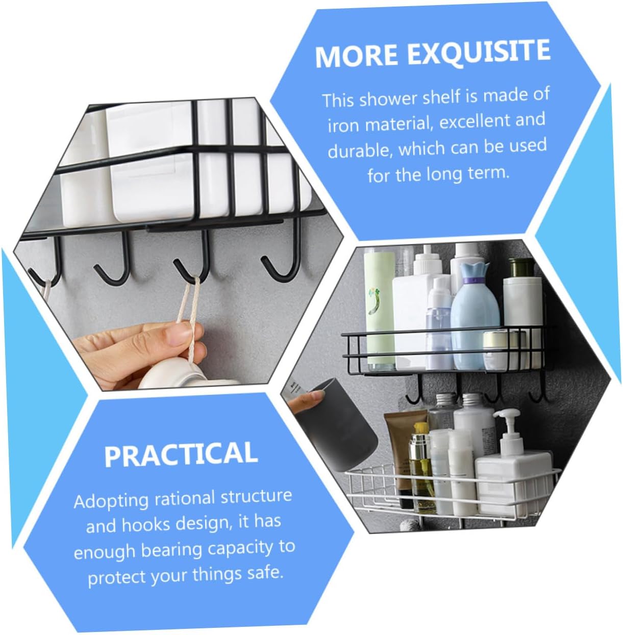 LIFKICH Iron Wall Mounted Shower Organizer Shelf