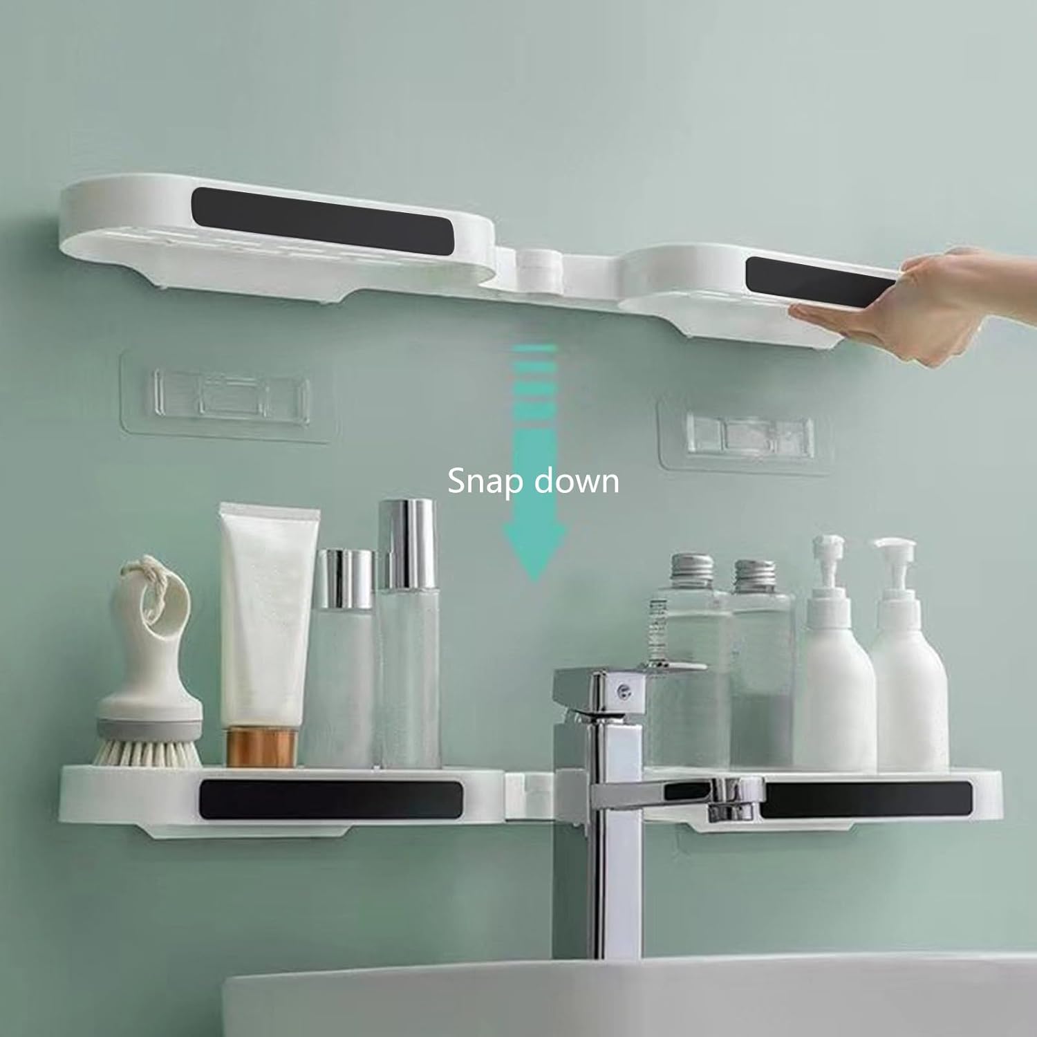 Adjustable Corner Shower Caddy No Drill Black