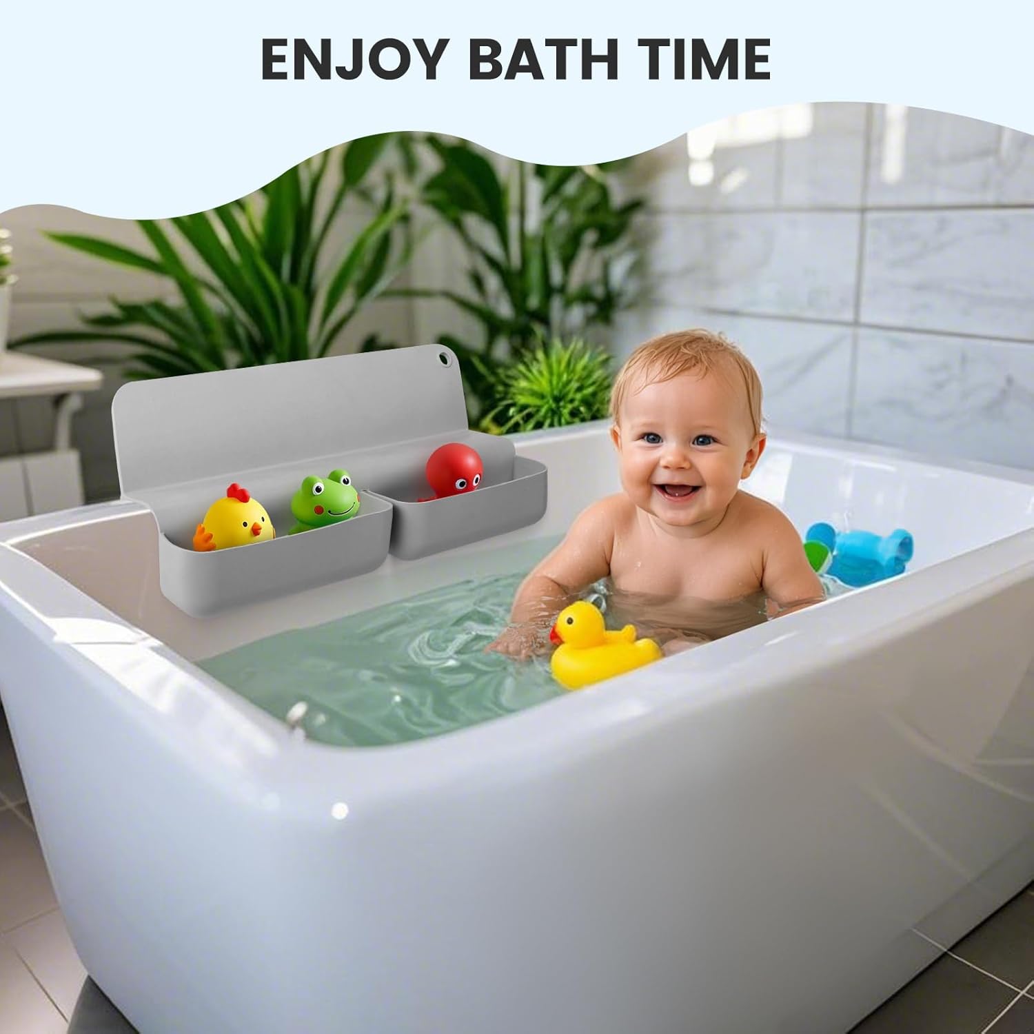 Bathtub Splash Guard with 70 Suction Cups - Gray