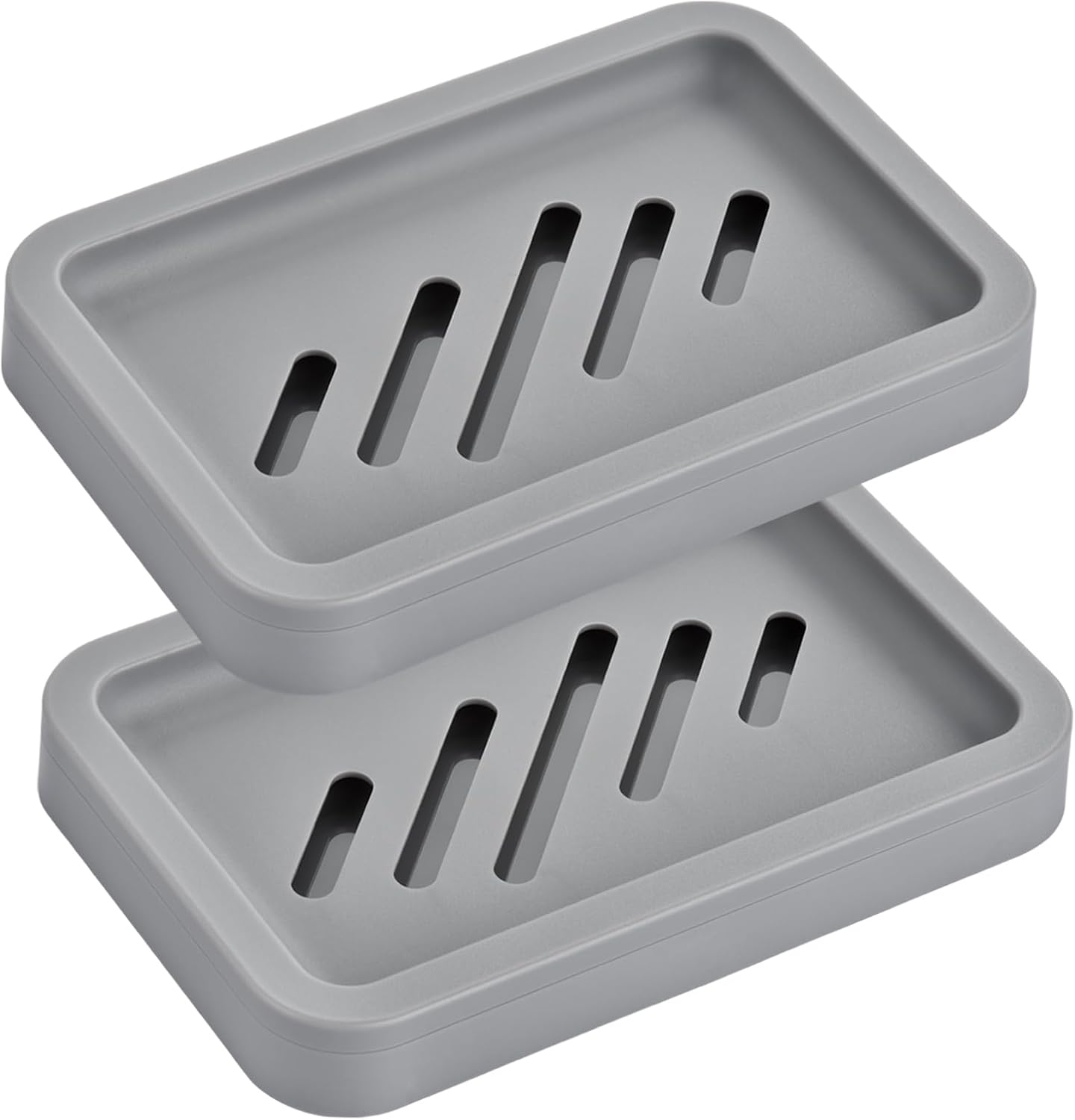 Mcyye 2PCS Grey Soap Holders Self Draining Bathroom Sink and Shower Accessories