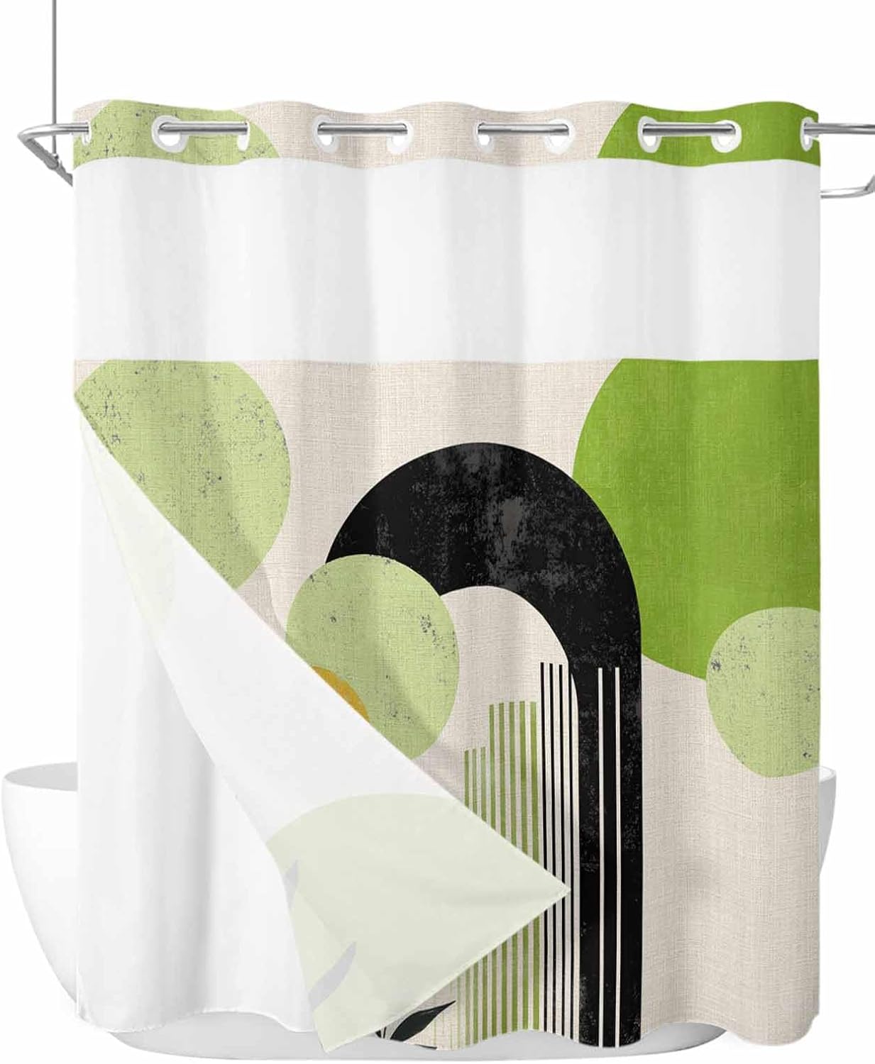 Kryntracorl Abstract No Hooks Shower Curtain Set 1
