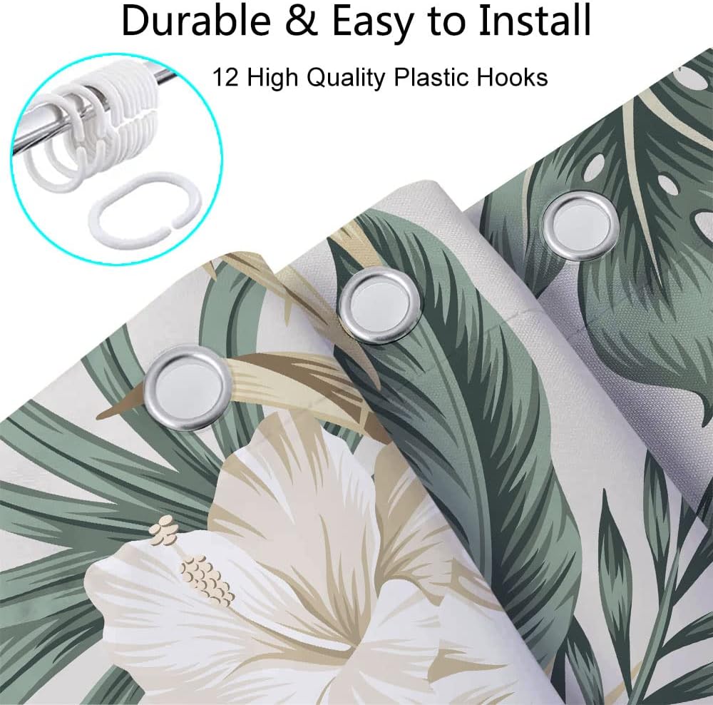 DYNH Tropical Flower Shower Curtain Set