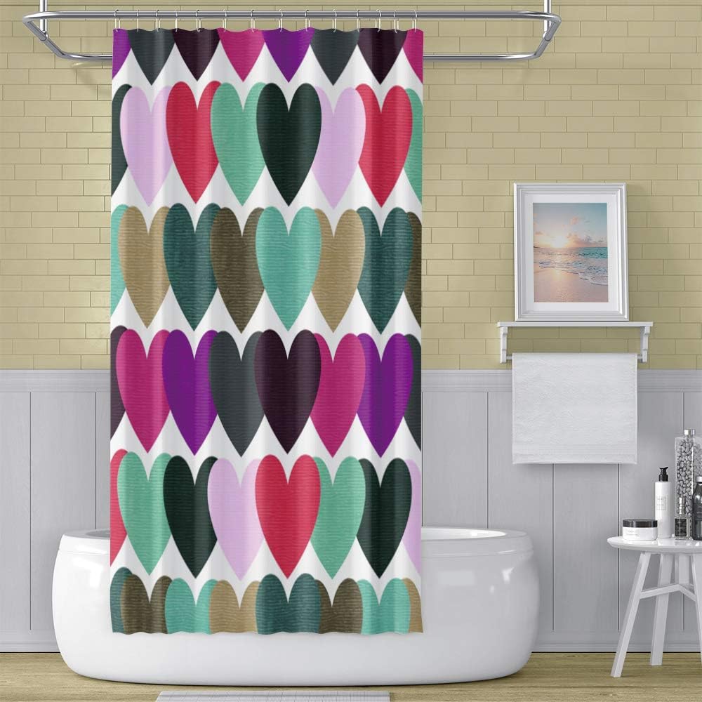 OERJU 65x72inch Colorful Heart Shower Curtain