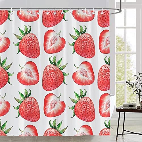 Strawberry Pattern Shower Curtain with Hook 70x60 Inch