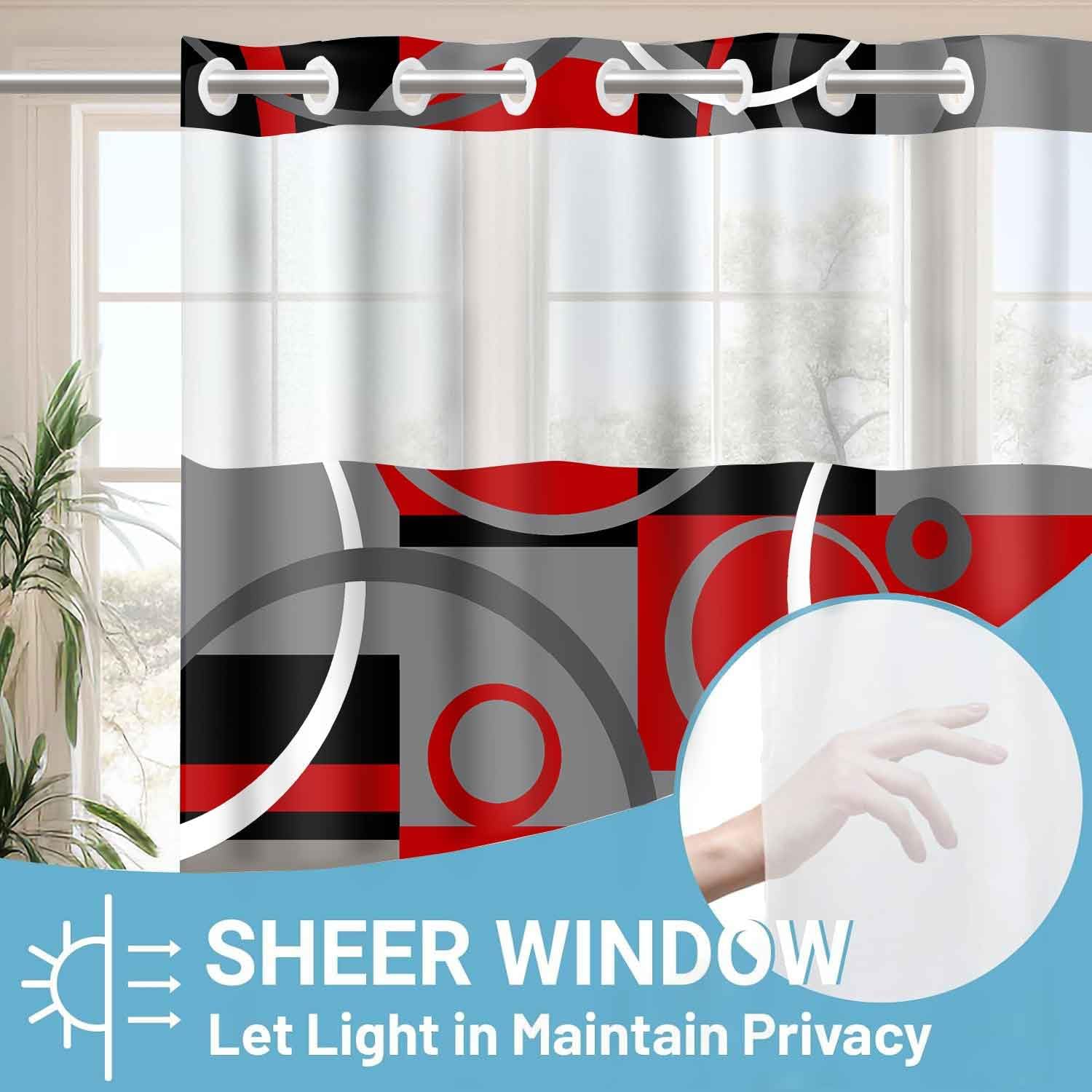 Gdmoon No Hook Geometric Plaid Shower Curtain Set