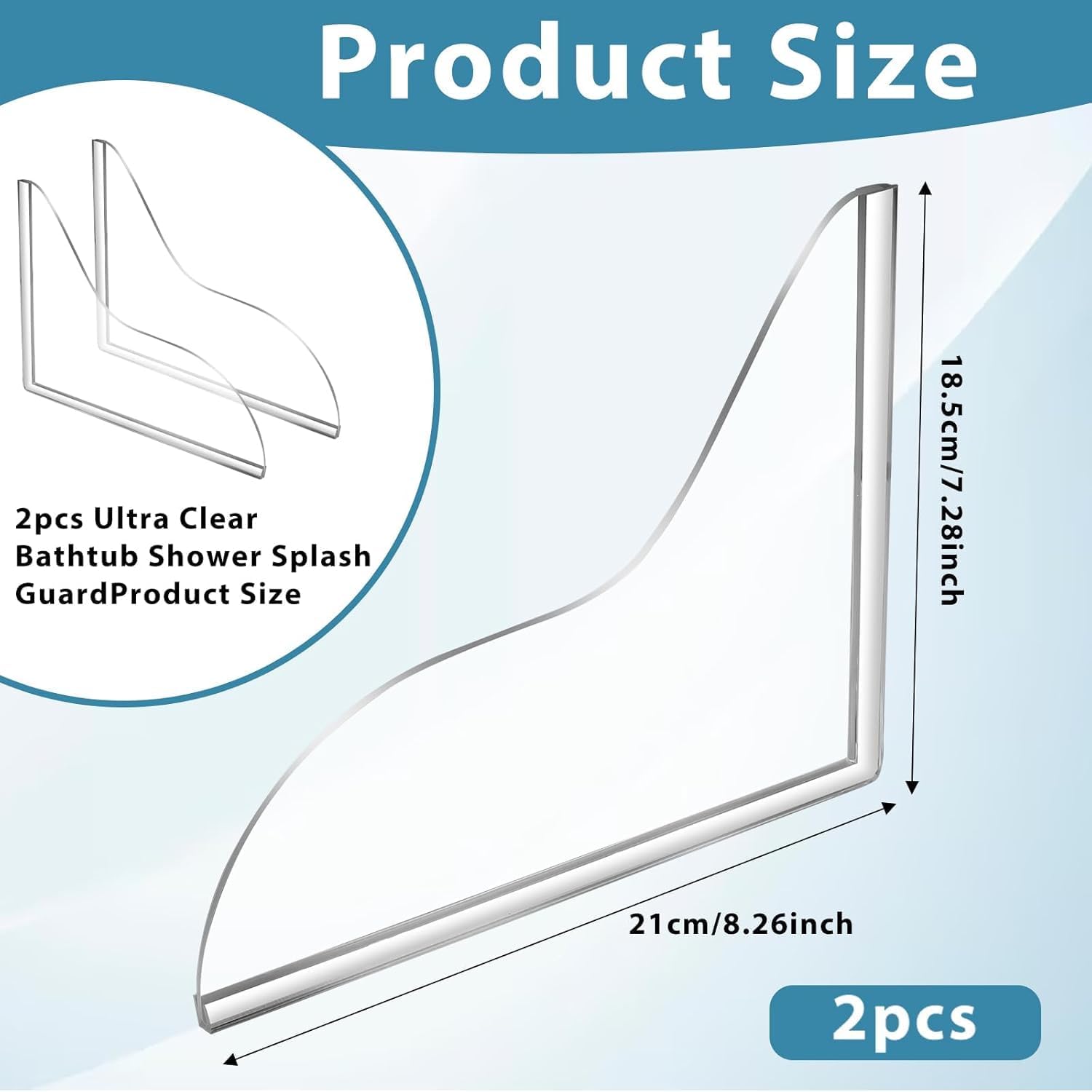 2 PCS Acrylic Shower Splash Guard with Adhesive