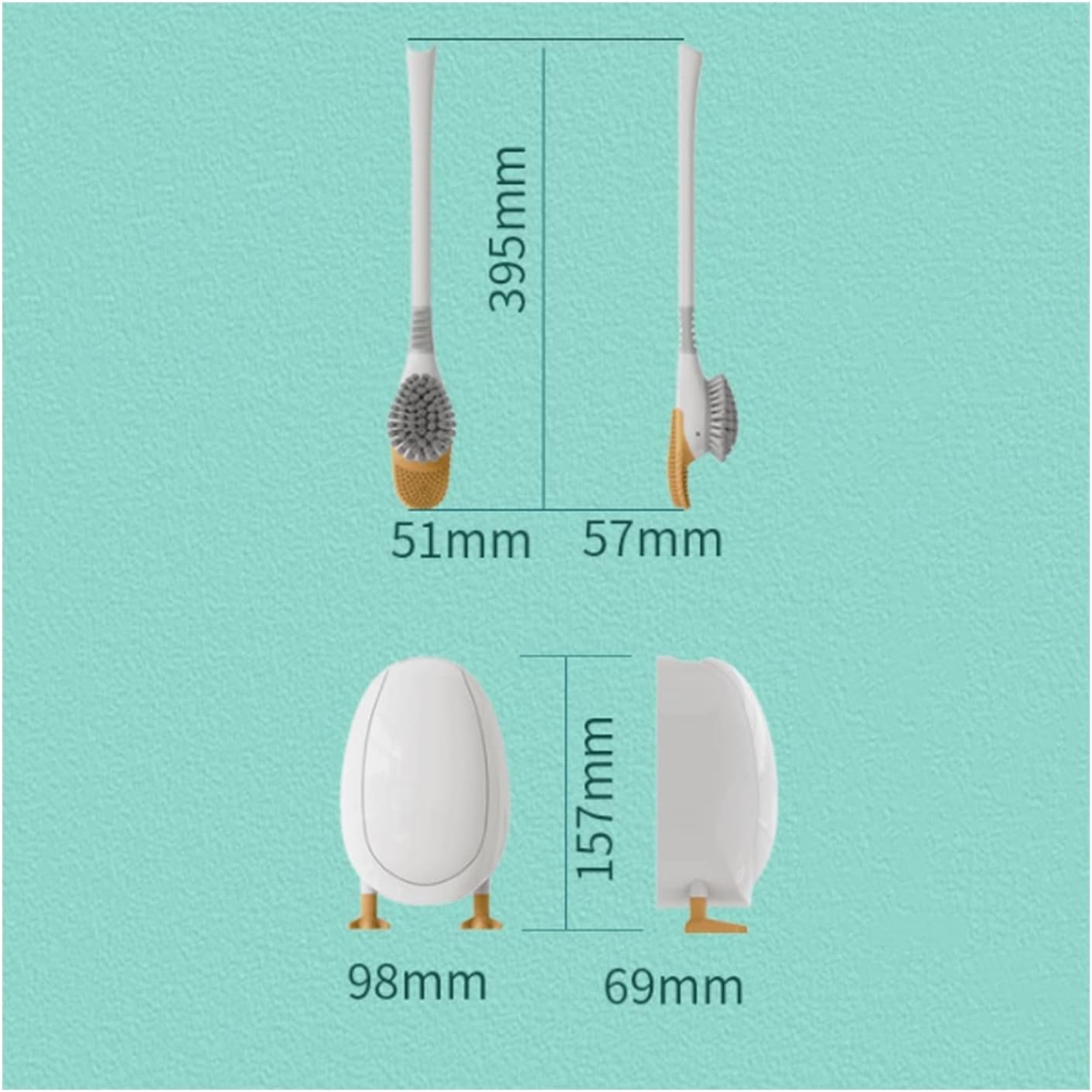 TOMYEUS Yellow Toilet Brush Set with Holder 1