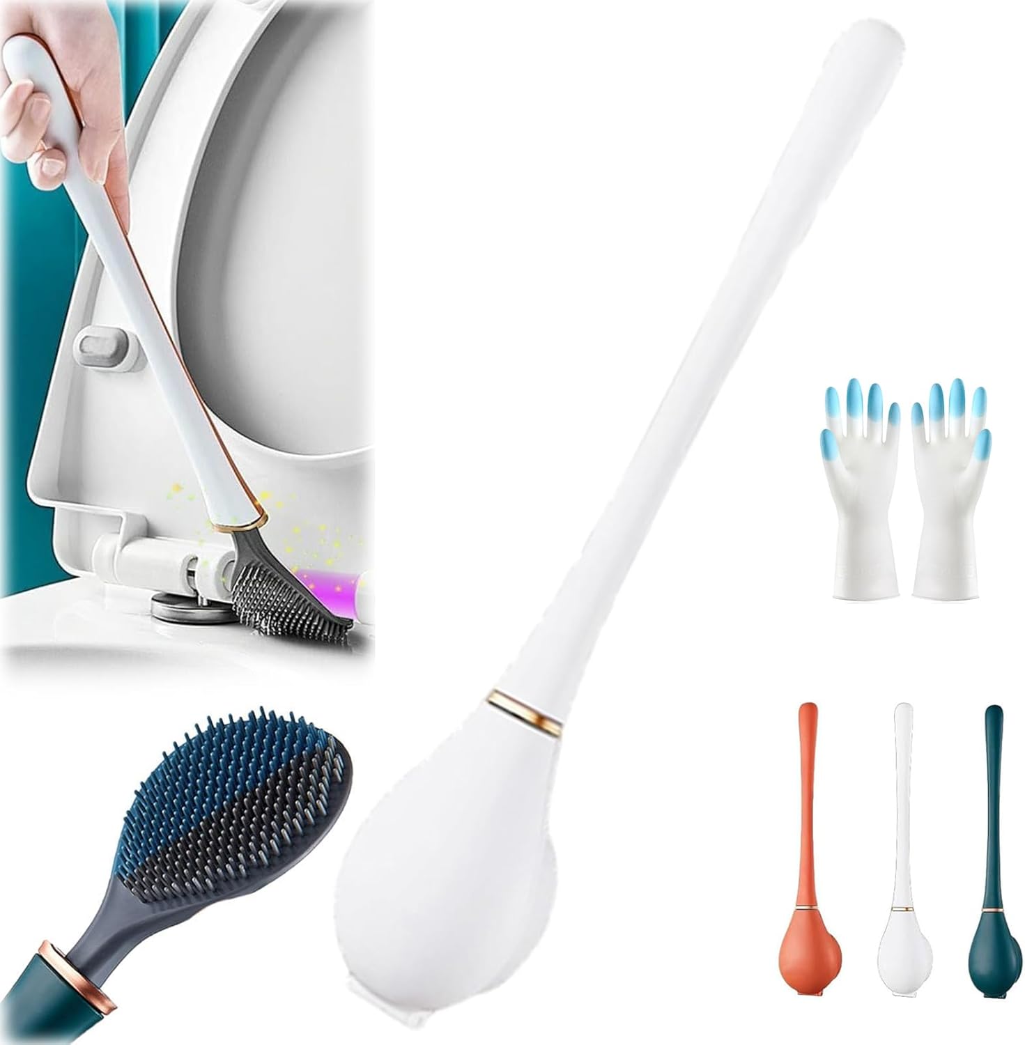 Reaci-Zicoly 2025 Lekxagabo Ag03 Flexible Silicone Toilet Brush Set