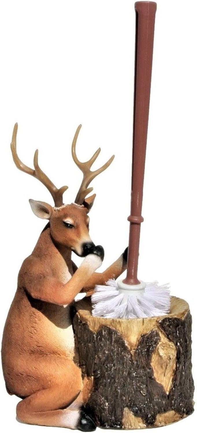 Rustic Deer Toilet Bowl Brush and Holder