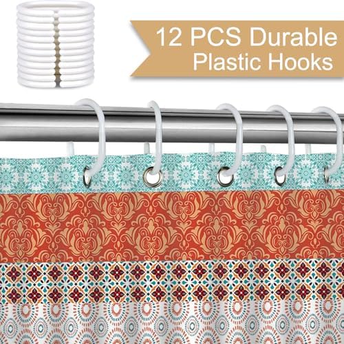 Mocsicka Boho Stripe Shower Curtain with 12 Hooks 72x72 Inch